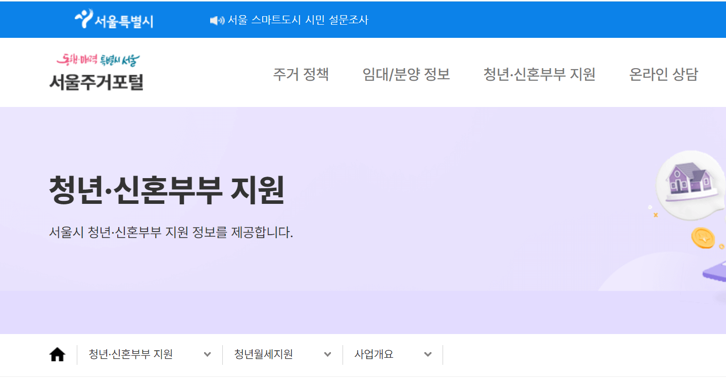 2025년 서울시 청년월세지원 신청자격 사이트